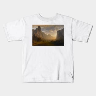 Looking Down Yosemite Valley, California by Albert Bierstadt Kids T-Shirt